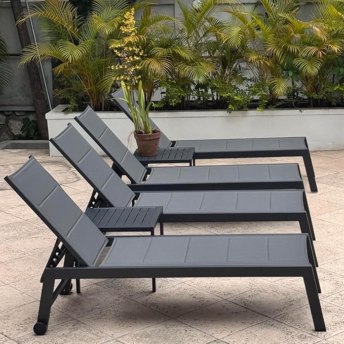 PURPLE LEAF Outdoor Chaise Lounge Set of 4 Aluminum Lounger by PURPLELEAF