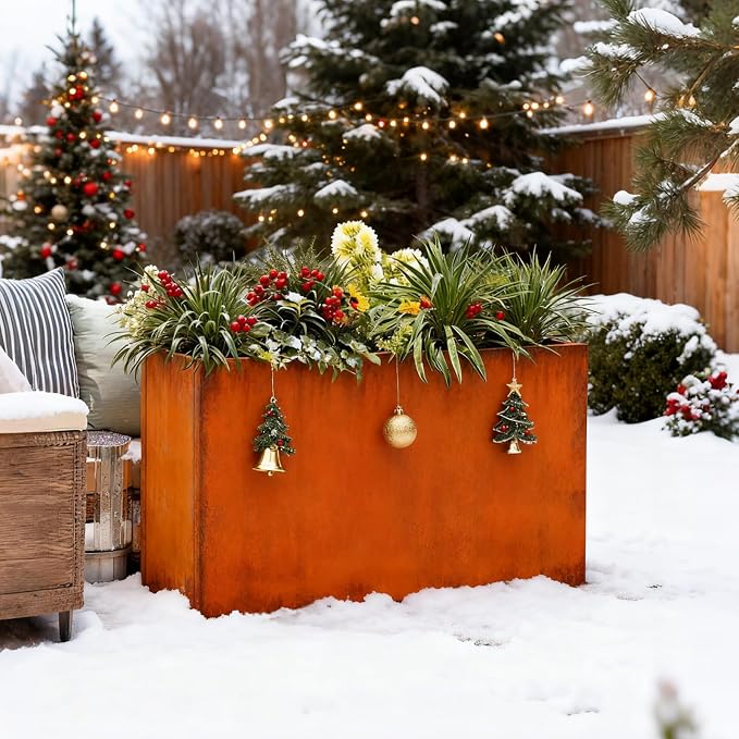 Corten Steel Metallic Heavy Planter 36" x 15" x 24" - Image 4