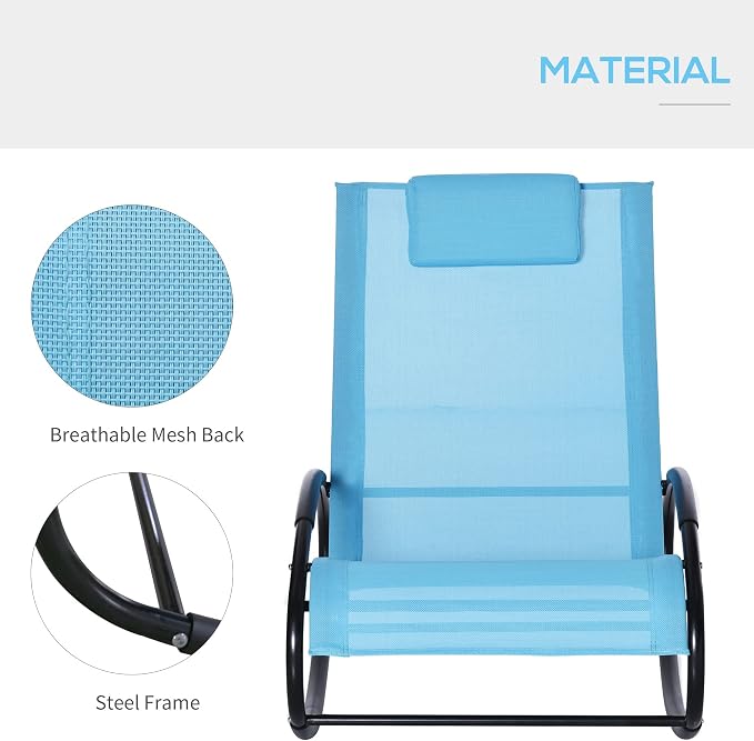 Outsunny Pool Lounger, Outdoor Rocking Lounge Chair - Image 6