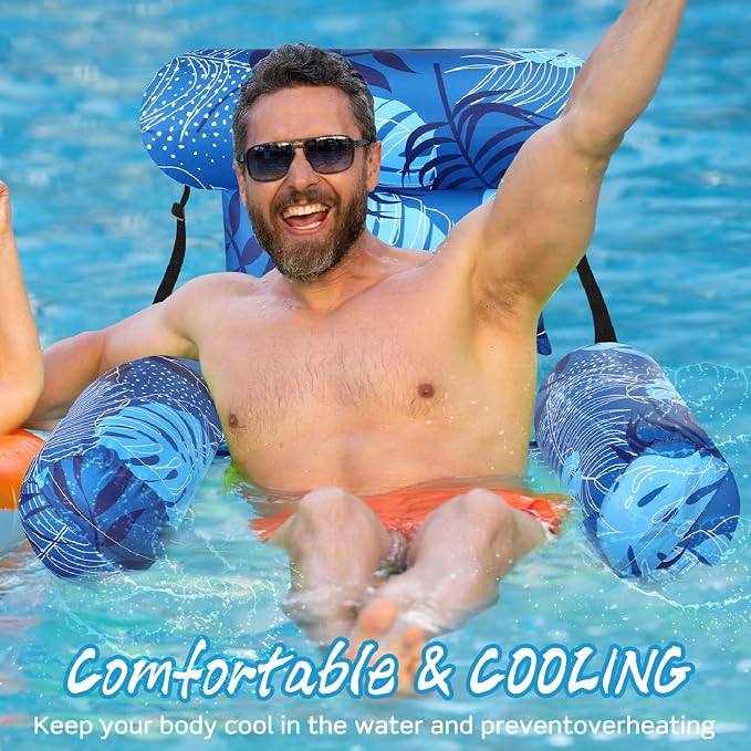 2 Pack Inflatable Pool Float for Adult Adjustable Hammock Float Chair Fabric - Image 5