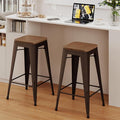 Alunaune 30" Metal Counter Height Bar Stools Set of 2 Backless Stackable by HomeFurniture