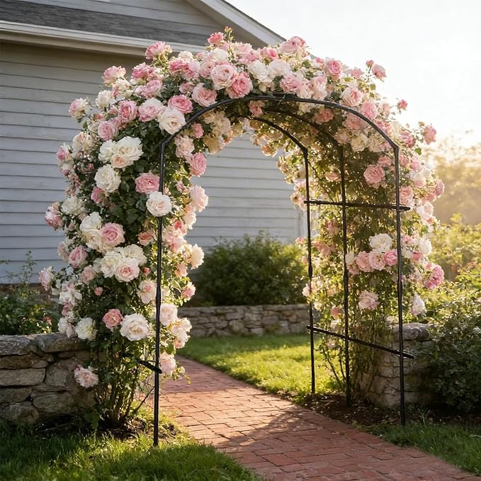 Tall Garden Arch Trellis for Climbing Plants, 87in Tall Metal Plant Support - Image 4