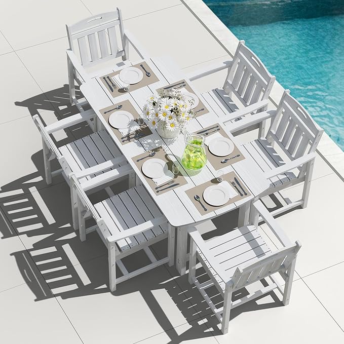 Outdoor Rectangle Dining Table, Heavy-Duty HDPE Table - Image 2