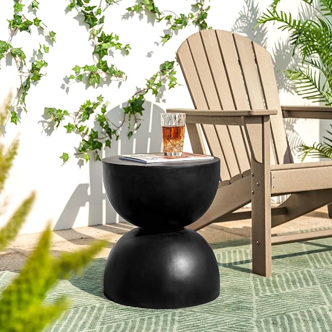Glitzhome Outdoor Side Tables Set of 2, Heavy Duty Patio Sturdy Faux Terrazzo - Image 8