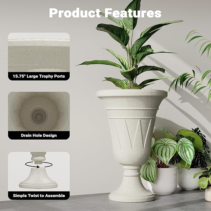 23" Tall Planters for Outdoor Plants Set of 2, Planter - Image 4
