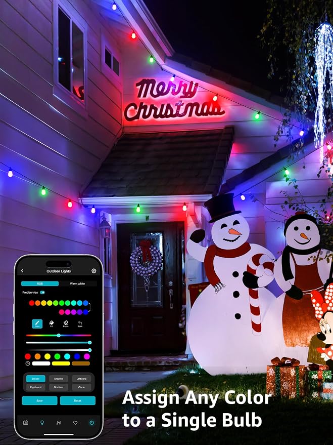 Lepro ZB1 AI Smart Outdoor String Lights APP Control, 100 ft RGB+IC+Warm White - Image 6
