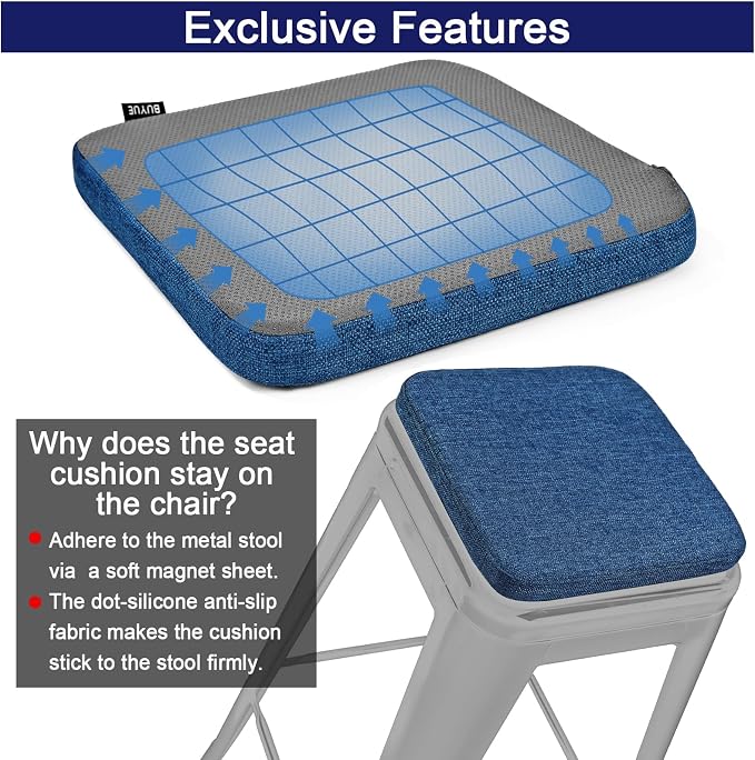 BUYUE Friendly Woven Fabric Magnetic Bar Stool Cushions Set of 4, Enhanced - Image 6