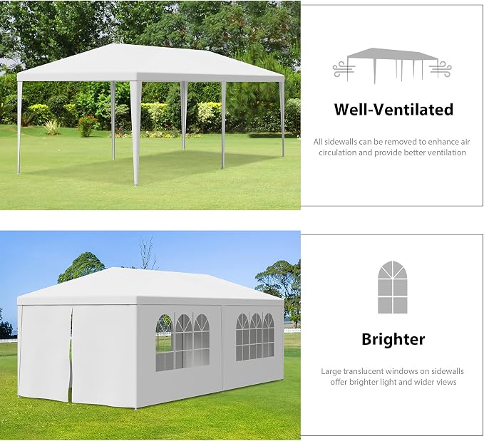 Smartxchoices 10' x 20' Outdoor White Waterproof Gazebo Canopy Tent - Image 3