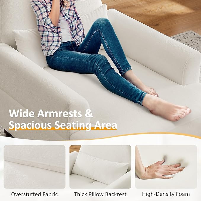 Chaise Lounge Chair Indoor Set of 2, Oversized Accent Chair - Image 4