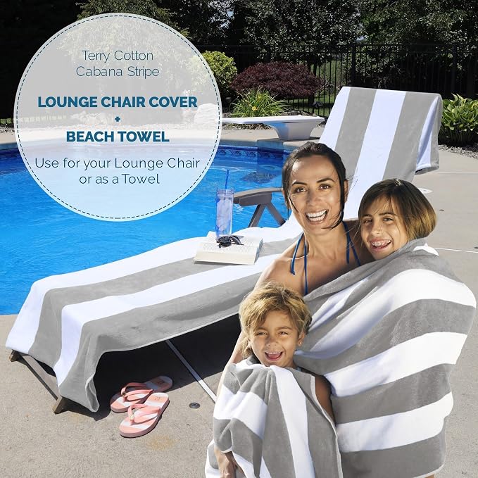 Superior Cabana Cotton Lounge Chair Cover, Outdoor Towel/Chaise Furniture Covers - Image 9
