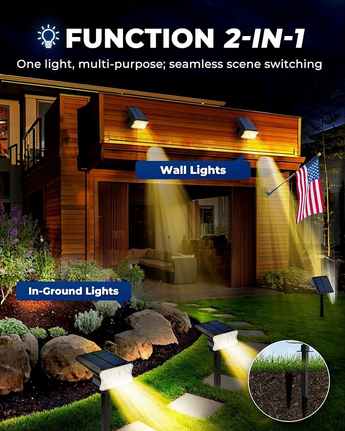 HGGH Solar Lights Outdoor Waterproof IP67, 60 LED 3 Lighting Modes Solar Spot - Image 7