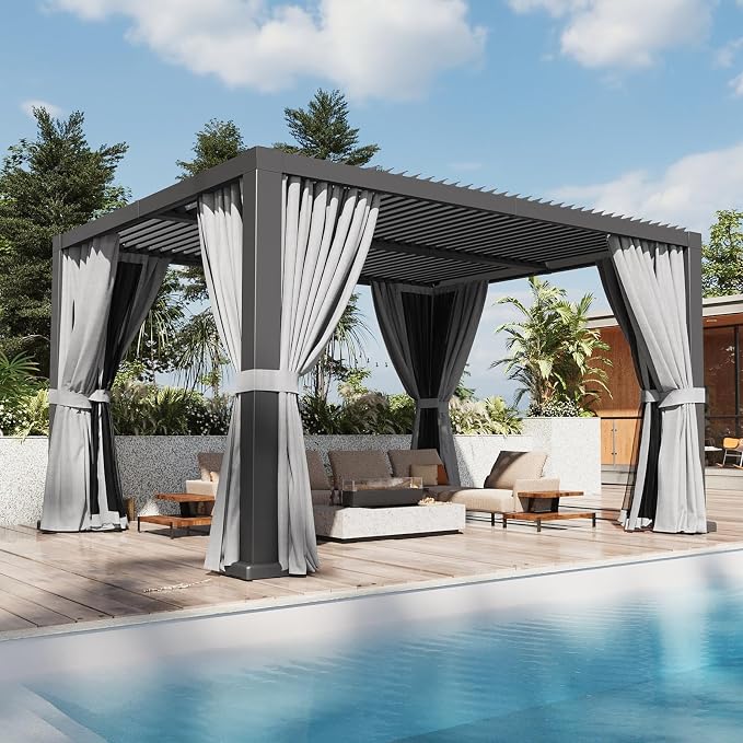 Aoxun Louvered Pergola 12' x 14' Outdoor Aluminum Pergola by Aoxun