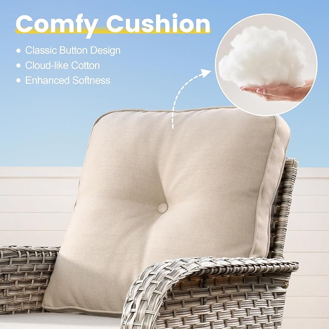 Outdoor Sectional Patio Furniture Set, 8 Pieces Wicker Conversation Sets L - Image 8
