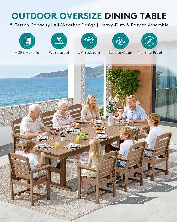 SERWALL 9 Piece Outdoor Dining Set - Image 8