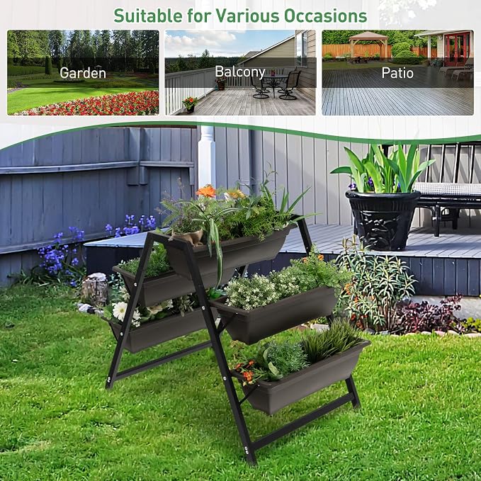 Giantex Vertical Raised Garden Bed, 5 Planter Boxes Container w/Drainage Holes - Image 8