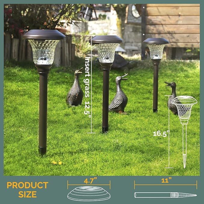 GIGALUMI 8 Pack Solar Pathway Lights, Solar Garden Lights Outdoor Warm White - Image 5
