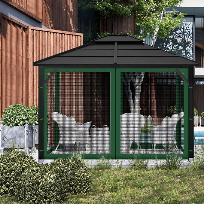 Gazebo Replacement Mosquito Netting Outdoor Universal Gazebo Canopy 4-Panels - Image 6