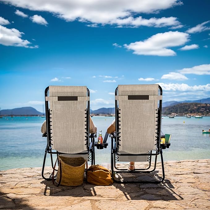 Nestl Zero Gravity Chairs Set of 2, Patio Lounge Chair Outdoor - Image 2
