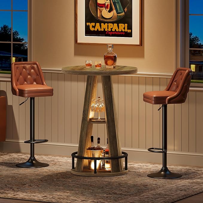 Tribesigns Round Bar Table Set of 2, 39.4" H High Top Bistro Table - Image 4