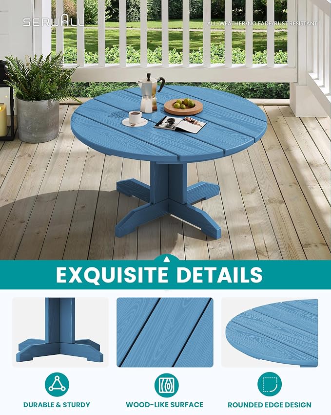 SERWALL Outdoor Round Coffee Table Set, 5-Piece Outdoor Coffee Table and - Image 4
