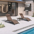 PURPLE LEAF Outdoor Chaise Lounge Chair Set of 3 Patio Pool Lounger Bronze by PURPLELEAF