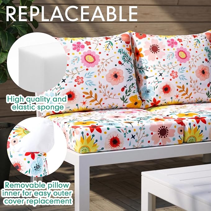 Hoteam 4 Set Outdoor Chair Patio Cushions 20 x 20 Inch Deep Seat Waterproof - Image 4