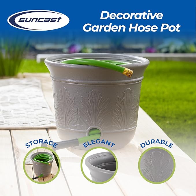 Suncast 2 Pack 300 Foot Heavy Duty 5 Gallon Decorative Plastic Hose Pot - Image 2