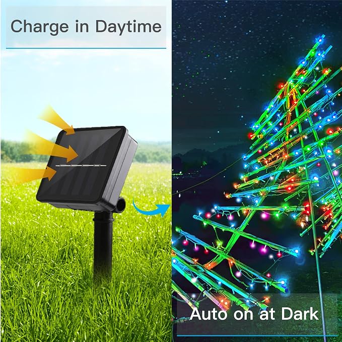 suddus 5 Colors Solar String Lights, Solar Christmas Lights Outdoor Waterproof - Image 5