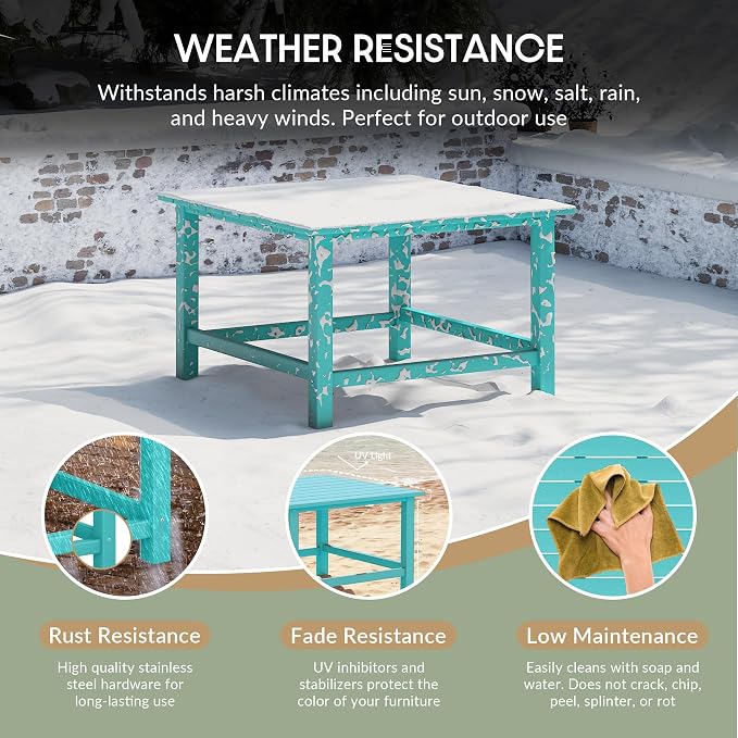 WestinTrends Malibu Low Outdoor HDPE Square Patio Coffee Table - Image 4