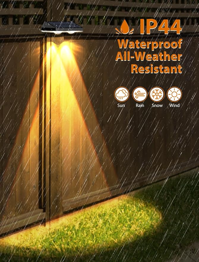 Solar Fence Lights Outdoor, 2700/4000/6000K 3 Modes Bright Lens LED Dusk to - Image 7