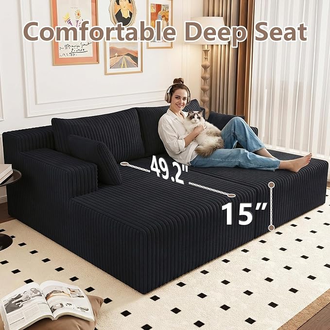 ODUWA Oversized Double Chaise Lounges Indoor, Upholstered Boneless Cloud - Image 5