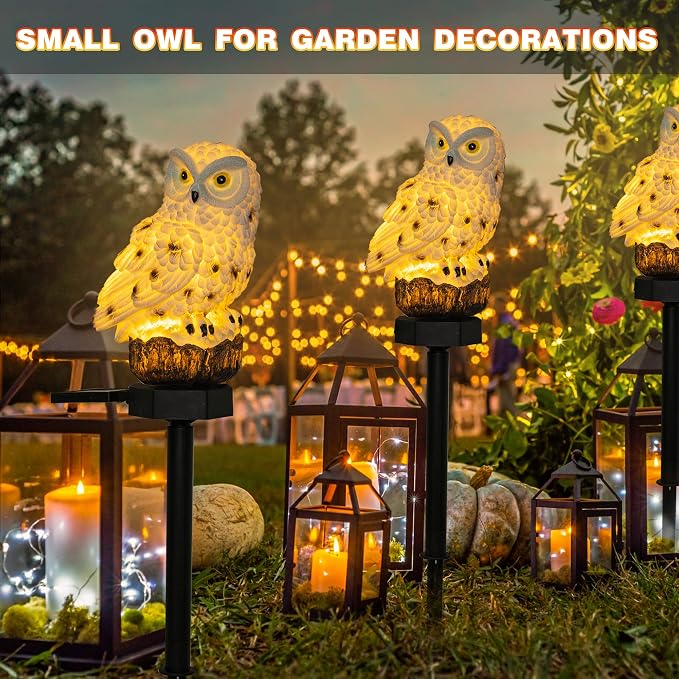 Dazzle Bright 2 Pack Owl Figure Solar LED Lights, Resin Garden Waterproof - Image 5