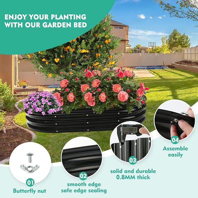 6X3X1 FT Oval Galvanized Metal Garden Raised Bed/Plant Box - Image 4