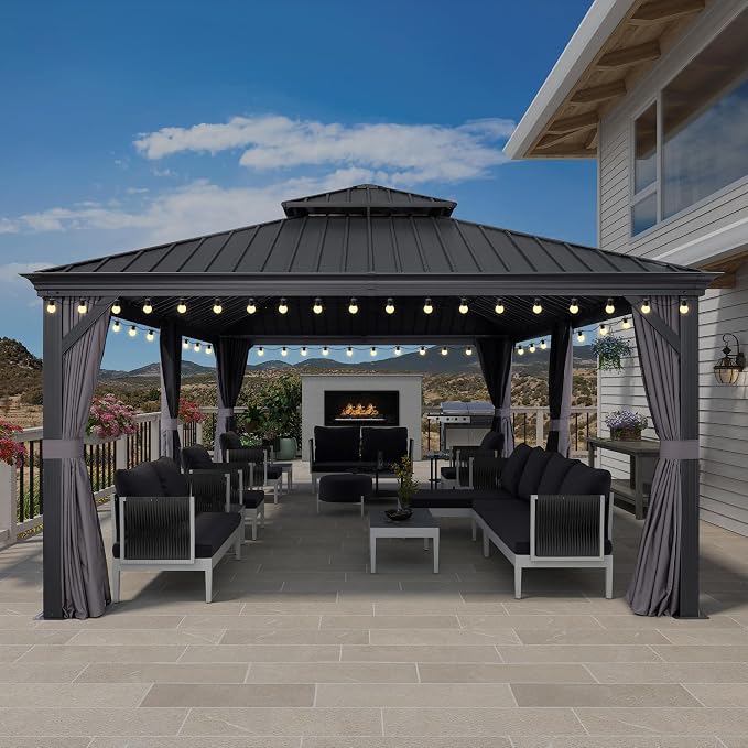 PURPLE LEAF 12' X 24' Outdoor Large Gazebo by PURPLELEAF