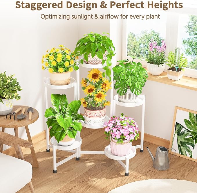 LASZOLA 6 Tiered Folding Tall Plant Stand Indoor - Image 7