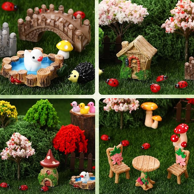 68 Pcs Fairy Garden Accessories Mini Resin Animals Figures Miniature Ducks - Image 6