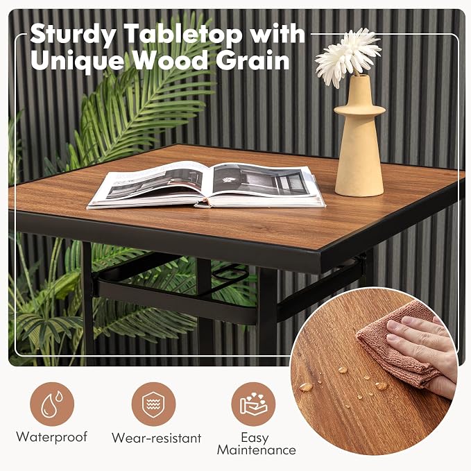 Tangkula 27.5 Inch Patio Bar Table, Outdoor Bar Height Table - Image 7