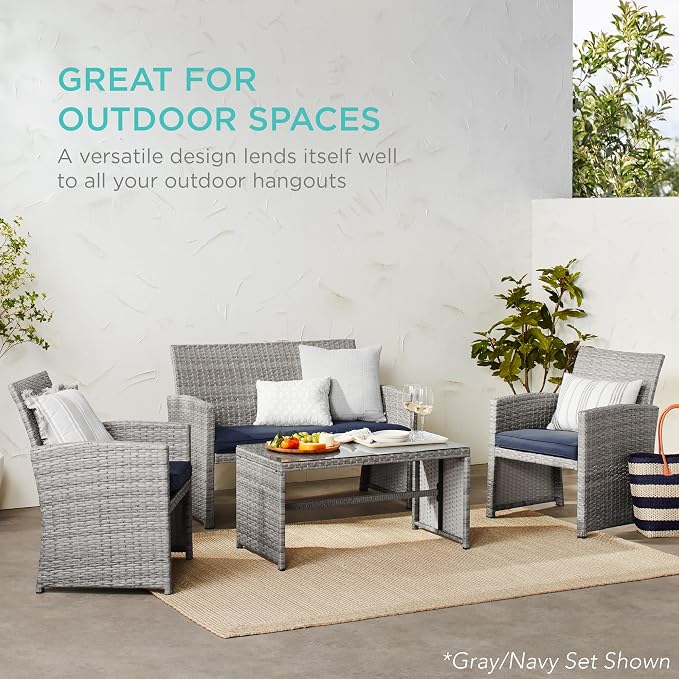 Best Choice Products 4-Piece Outdoor Wicker Patio Conversation Furniture Set - Image 6