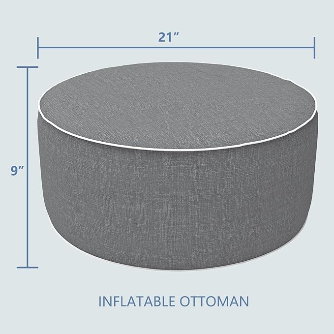 LVTXIII Outdoor/Indoor Inflatable Ottoman, Portable Round Pouf Ottoman - Image 3
