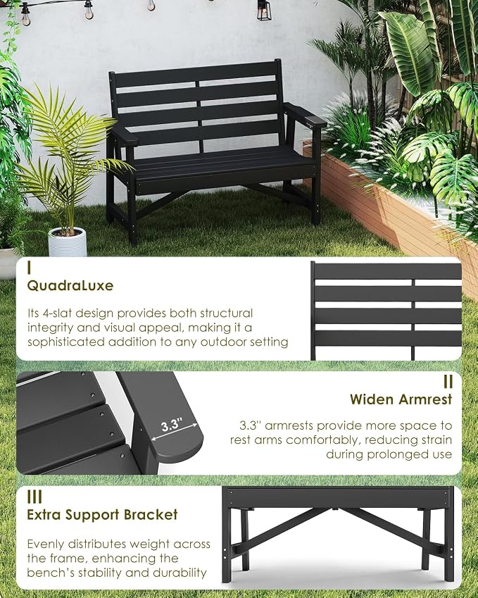 GREENVINES Outdoor Bench | 51.5’’ | HDPE | Garden Benches | Weatherproof | - Image 6