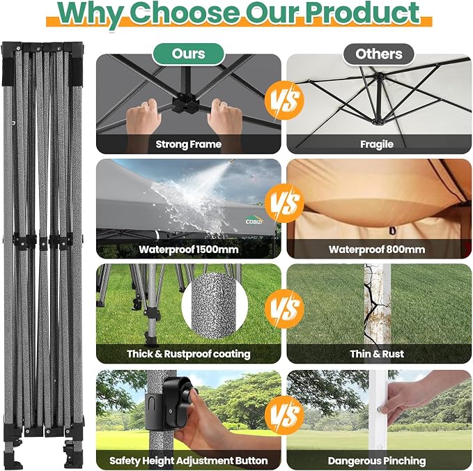 COBIZI 10x15 Heavy Duty Pop up Canopy Tent - Image 4