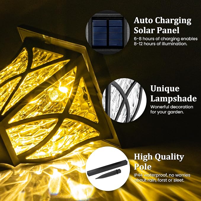 GIGALUMI 8 Pack Solar Lights Outdoor Waterproof, LED Solar Garden Lights - Image 4