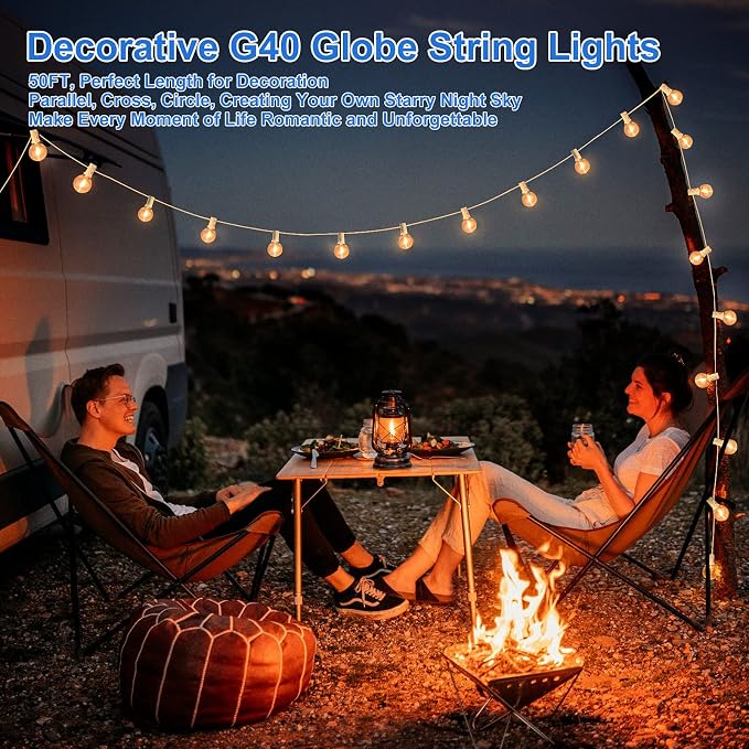 100ft Outdoor G40 LED Globe String Lights Dimmable Shatterproof Waterproof - Image 5