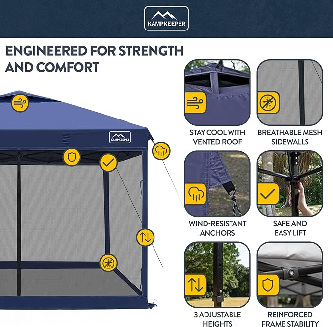 KAMPKEEPER 10x10 Pop-Up Canopy Tent, Waterproof Portable Shade - Image 3
