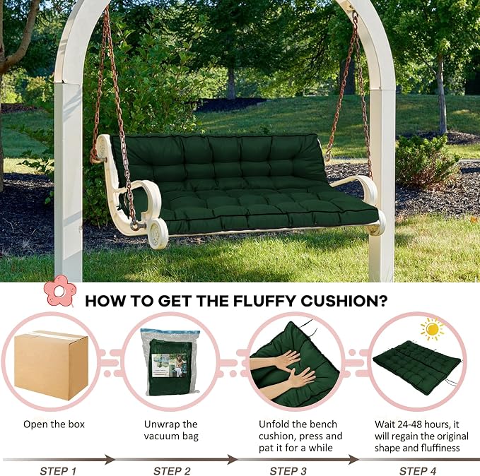 2-3 Seat Swing Replacement Cushion, Outdoor Bench Cushions - Image 6