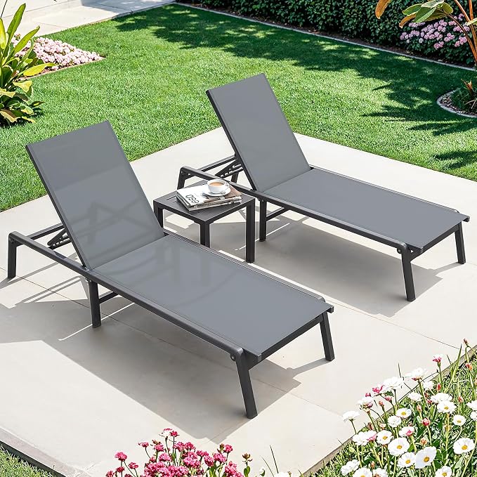 ONBRILL Aluminum Chaise Lounge Chair Outdoor, Foldable & Assembly Free Outdoor - Image 8
