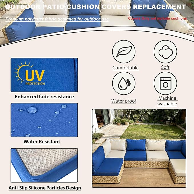 Outdoor Cushions Covers for Patio Furniture, Patio Cushion Covers Replacement - Image 3