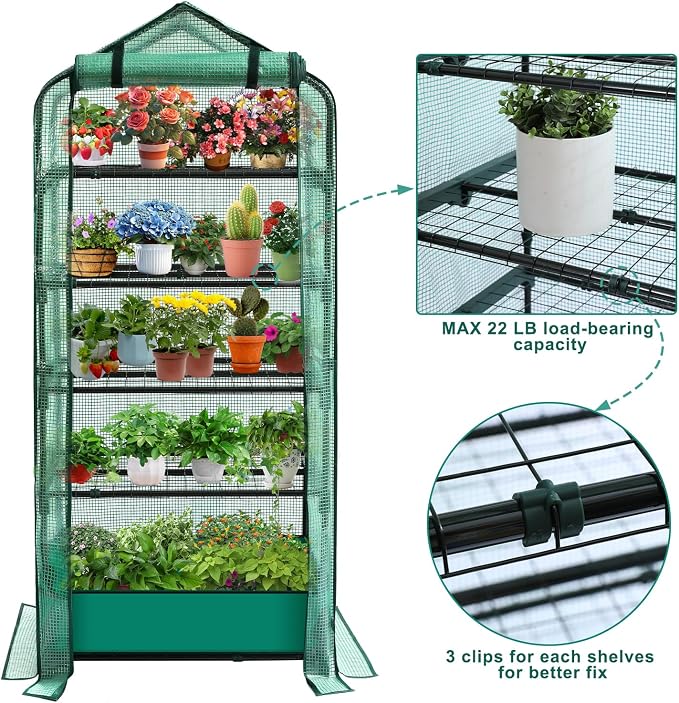 Mini Greenhouse for Indoor Outdoor, 5 Tier Shelves Rack Small Green House Heavy - Image 2