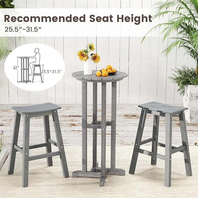 Tangkula 21.5" Round Bar Table, Patio HDPE Bar Height Dining Table w/Slatted - Image 7