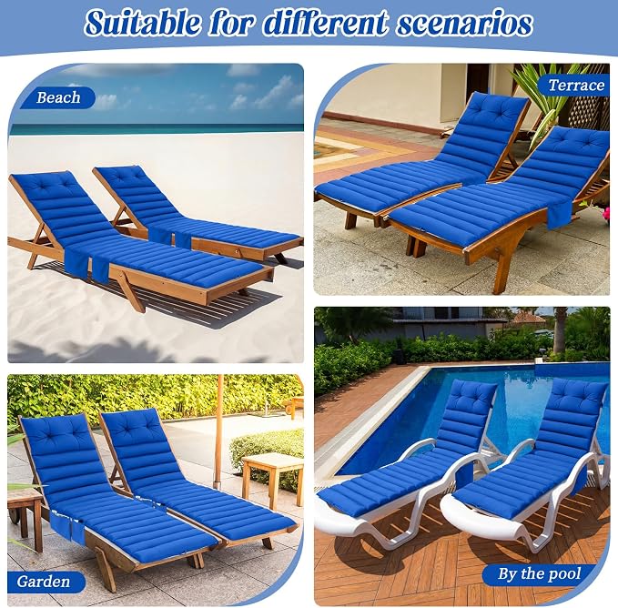 Kigley Outdoor Lounge Chair Cushions Set of 2, 72.8 x 24 x 2.3 Inch Patio - Image 7